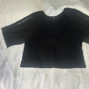 Zara Black Crop Top with Lace Detail